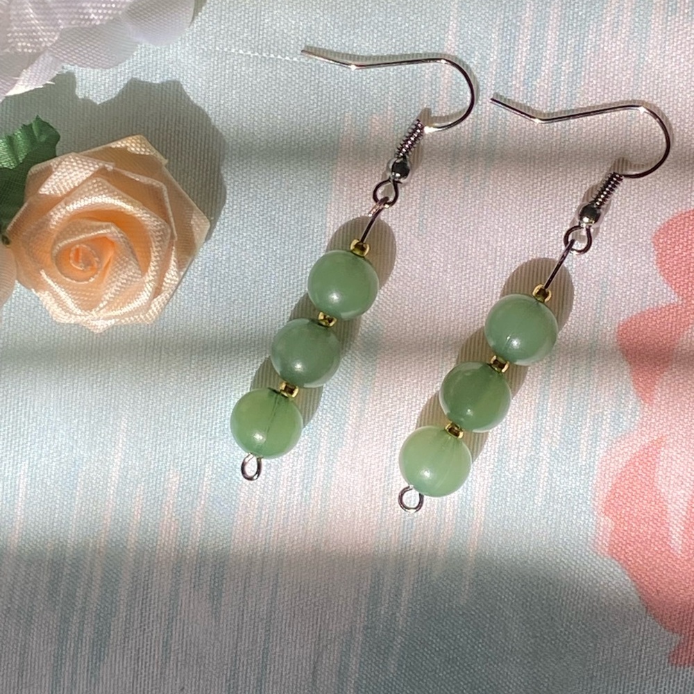 Elegant Green Beaded Earrings
